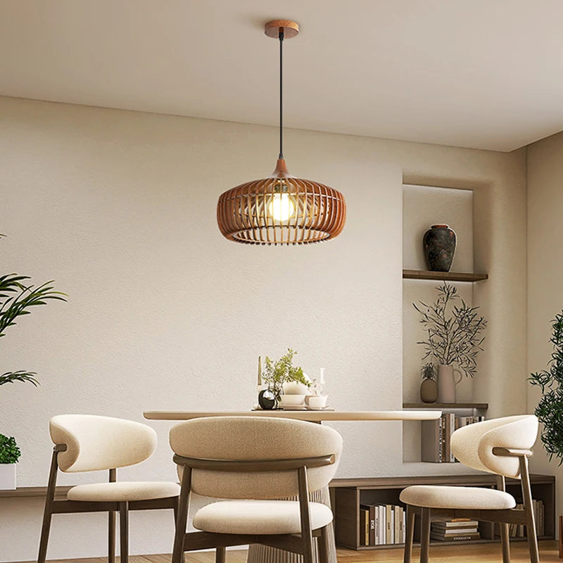 suspension nordique en bois pour décoration moderne et lumineuse