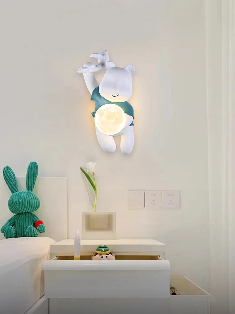 applique murale ours moderne pour chambre enfants et salon - vue 6 sur 9