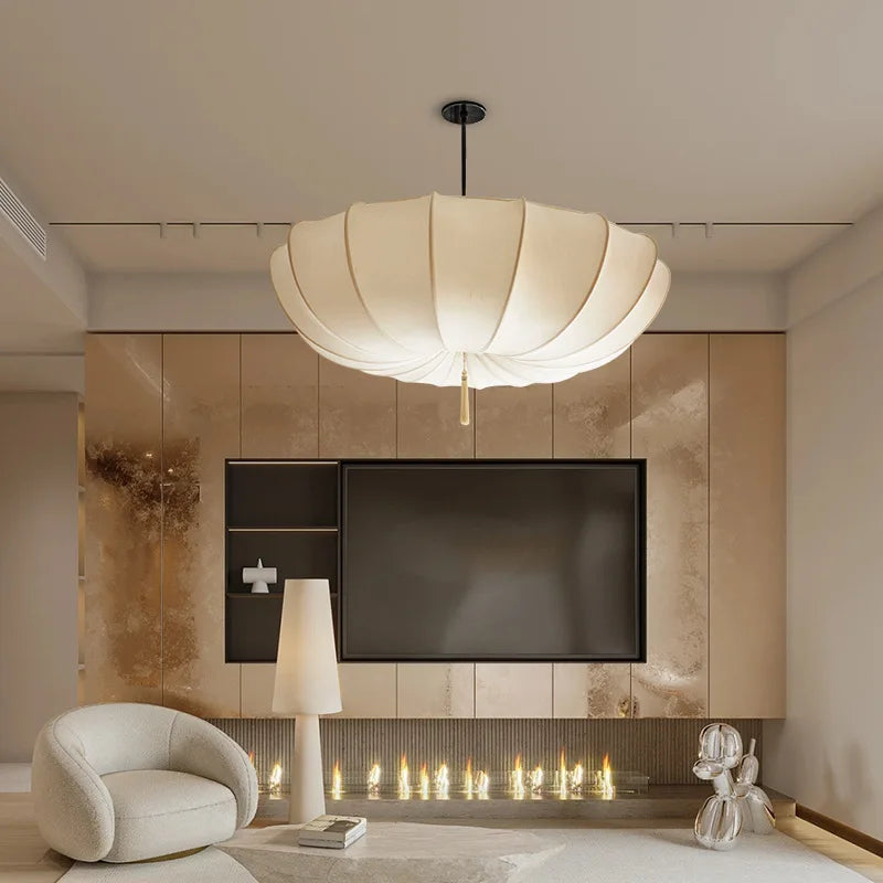 lustre en tissu nordique style japonais éclairage artistique moderne - vue 3 sur 9