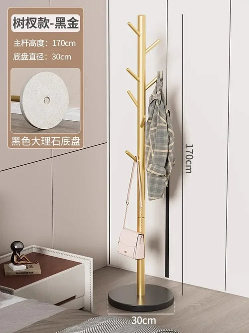 Freestanding Marble Metal Coat Rack, 3 Storage Shelves, 9 Hooks, Hall Tree for Coats, Hats, Bags, Entryway Organizer - vue 13 sur 26