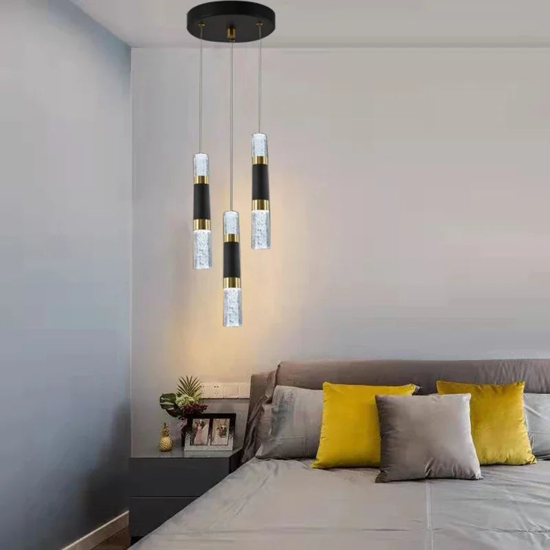lustre moderne à LED avec lampes à bulles en acrylique suspendu - vue 2 sur 8