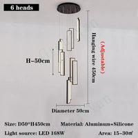 lustre nordique en aluminium intérieur dimmable led long