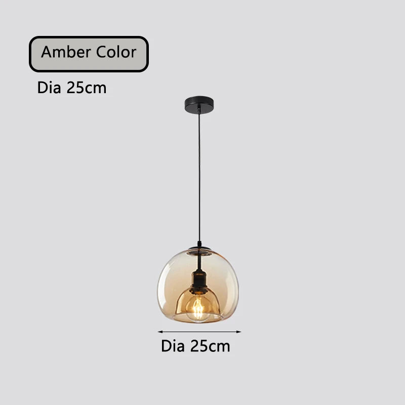lampe verre table industrielle suspendue fumée gris ambre led e27 suspension - vue 8 sur 10