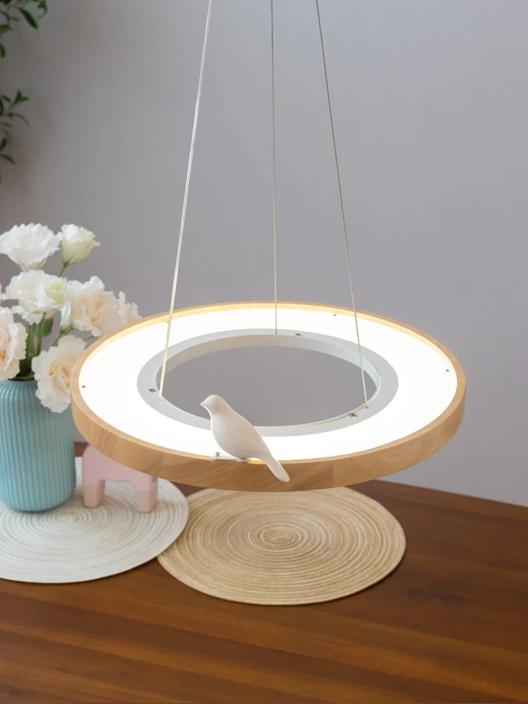 suspension ronde à led en bois pour éclairage commercial et industriel - vue 4 sur 10