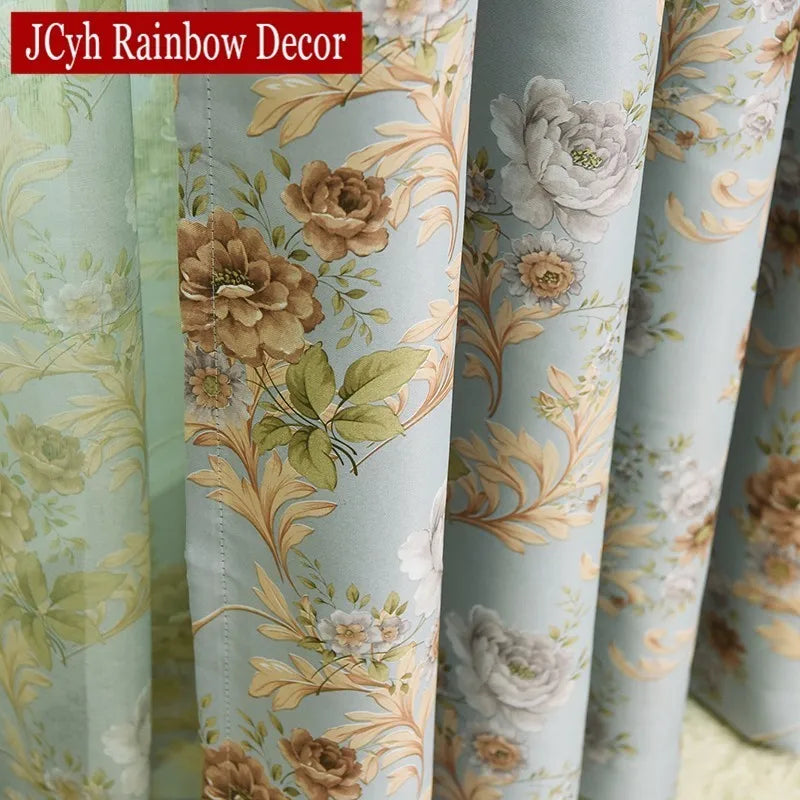 Rideau occultant floral style européen pour salon chambre - vue 4 sur 8