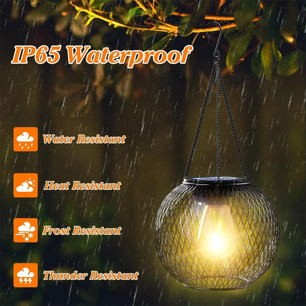 Solar Lantern Outdoor, Ortiny Upgraded Solar Lights for Outside Decorative Outdoor Hanging Lights Waterproof Solar Lanterns - vue 3 sur 6