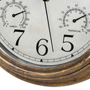 12inch Wall Clock,Retro Waterproof Clock with Displays Thermometer&amp;Hygrometer,Noise-Free Clock for Indoor/Outdoor