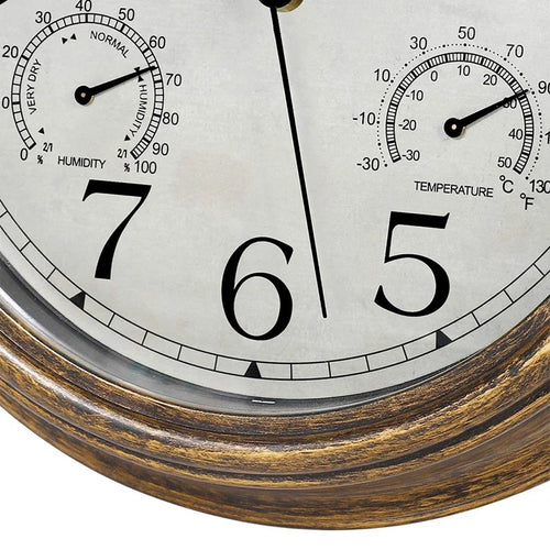 12inch Wall Clock,Retro Waterproof Clock with Displays Thermometer&amp;Hygrometer,Noise-Free Clock for Indoor/Outdoor - vue 4 sur 6