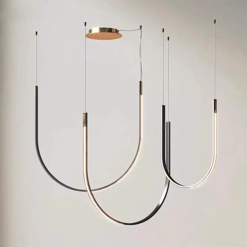 lustre design moderne en forme de u pour espaces industriels et créatifs - vue 5 sur 9