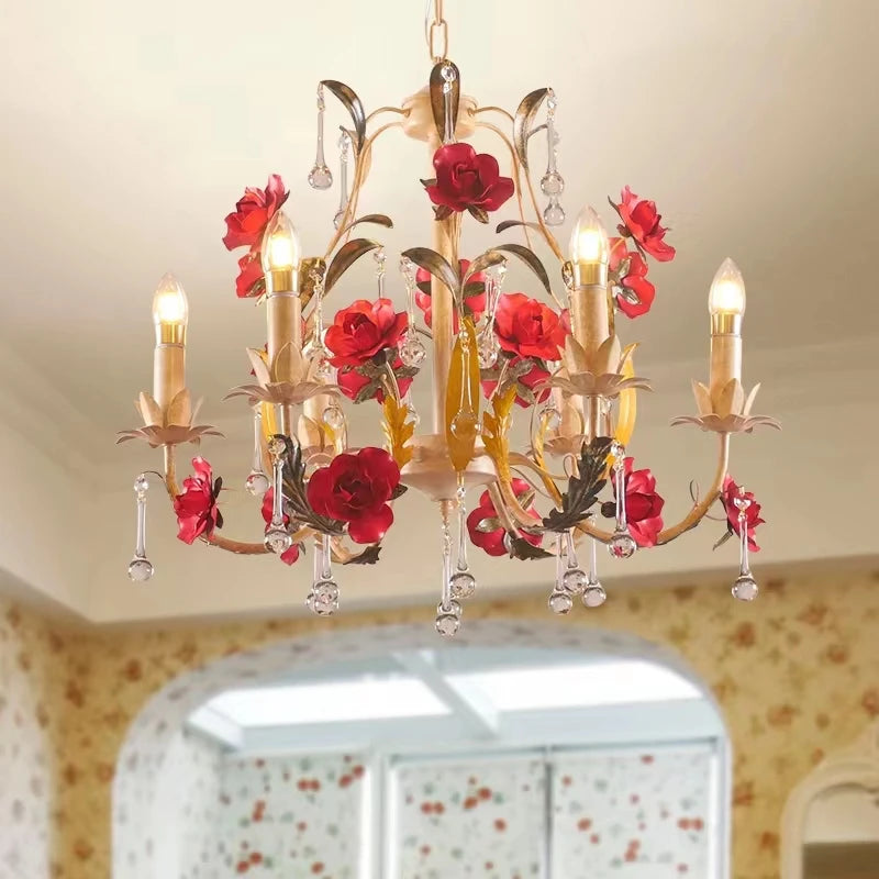 Lustre à fleur avec ampoules bougies - vue 3 sur 8