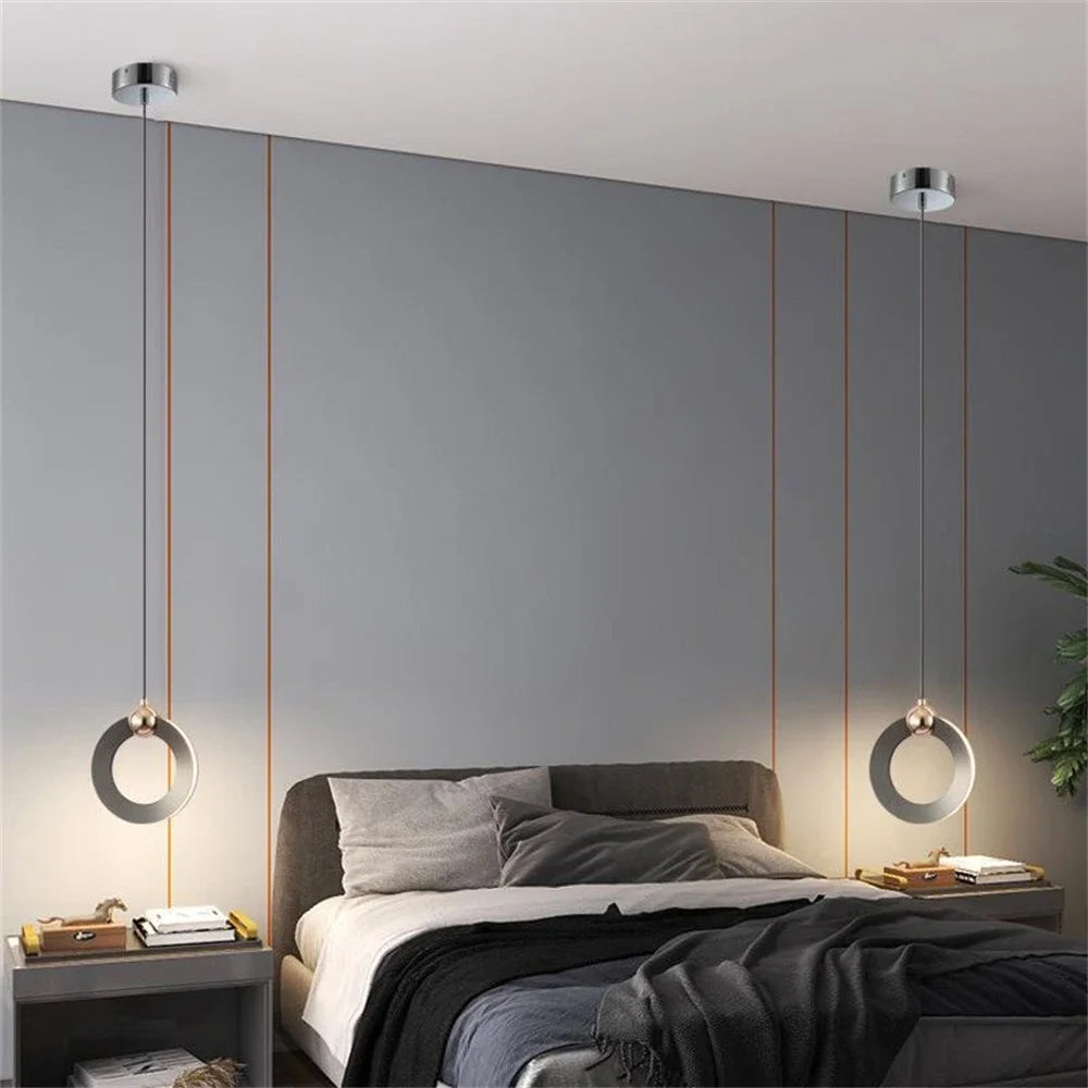 Lamp Modern LED Pendant Light Fixtures, Ring Pendant Lighting For Bedroom Bathroom Living Room, Small Hanging Pendant Light - vue 7 sur 10