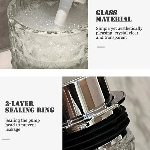 300ml Manual Soap Dispenser Transparent Glass Hand Sanitizer Bottle Container For Shampoo, Body Wash house Bathroom Accessories - vue 3 sur 8
