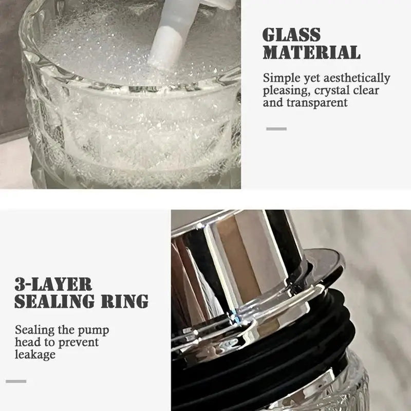 300ml Manual Soap Dispenser Transparent Glass Hand Sanitizer Bottle Container For Shampoo, Body Wash house Bathroom Accessories