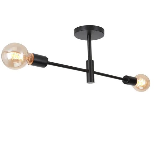 plafonnier rétro en fer forgé LED noir et or E27 lumière salon barre décoration moderne luminaire maison - vue 16 sur 19