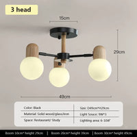 Plafonnier LED en bois au design nordique multi-têtes