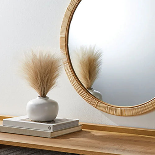 miroir mural encadré en rotin naturel fait main décoratif et élégant - vue 4 sur 6