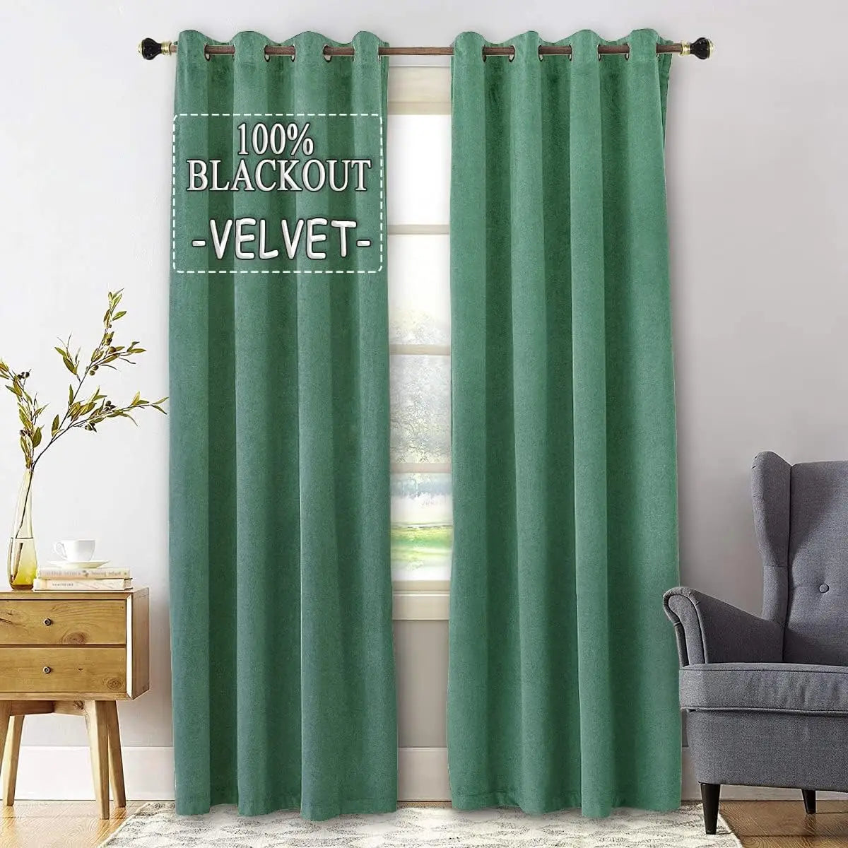 Rideau velours occultant phonique sur mesure pour chambre - vue 6 sur 10