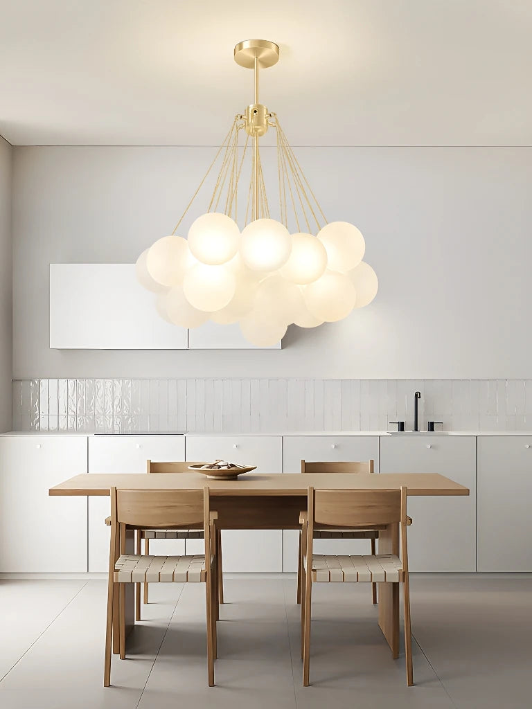 LED élégant moderne bulle boule plafond lustre ivoire verre suspension lumières nordique pour salle à manger Restaurant lampe suspendue - vue 5 sur 10