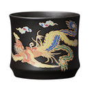 Théière gongfu argile motifs dragons phénix artisanale