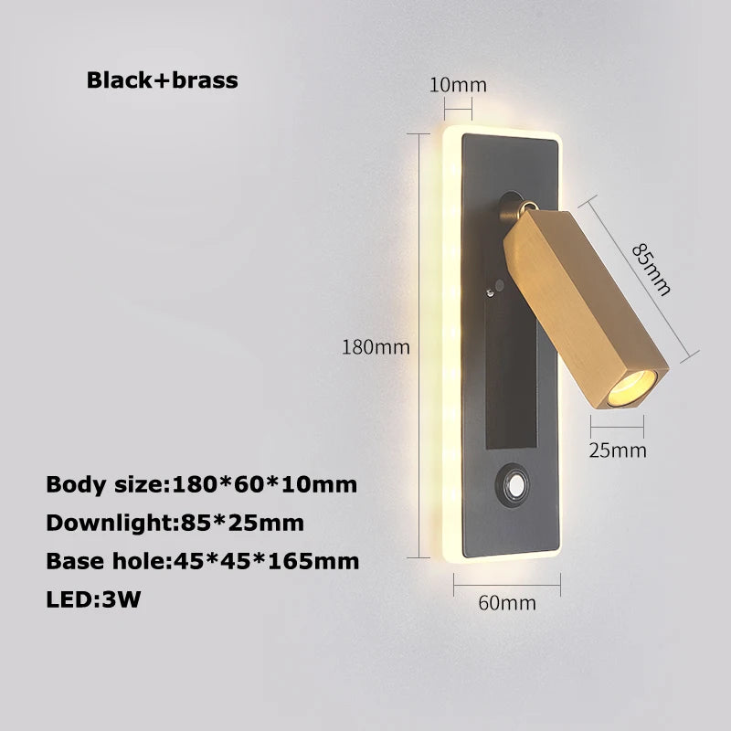 applique murale led rotative avec interrupteur pour lecture - vue 16 sur 23