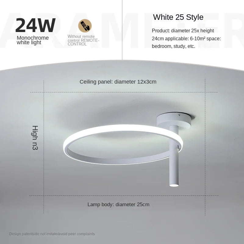Modern minimalist LED ring ceiling light for home décor - vue 20 sur 24
