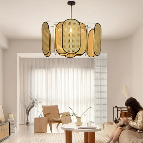 Suspension en rotin style chinois décoratif 	 modèle