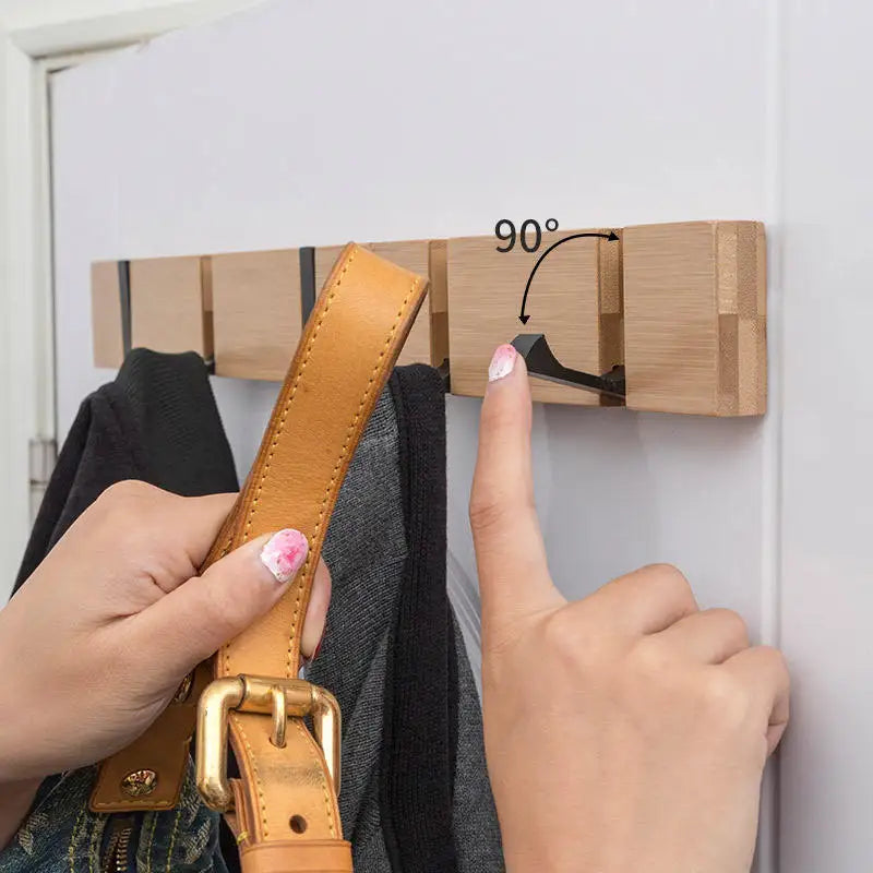 porte-clés mural en bambou avec crochets décoratifs pour organiser - vue 3 sur 12
