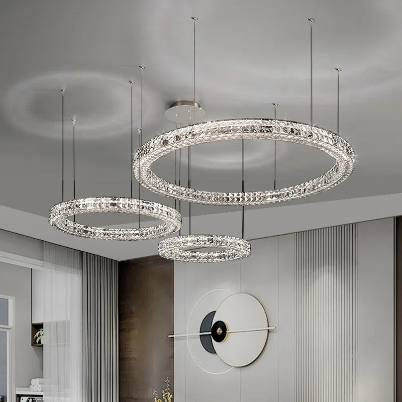 lustre en cristal design simple décoratif de luxe nouvelle collection - vue 6 sur 14