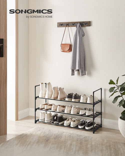 SONGMICS Shoe Rack 3 Tier, Metal Shoe Rack for 12-15 Pairs, Stackable, Hallway, Living Room, Bedroom, 30 x 92 x 55 cm - vue 2 sur 7