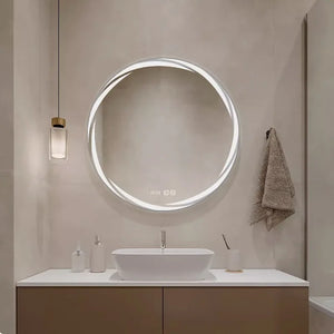 Creative illuminated circular mirror for modern decor