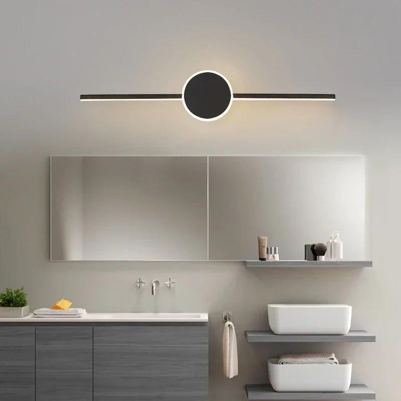 Lampe de applique murale LED moderne 60CM miroir décor longue bande lumineuse ronde base carrée ou appliques murales toilette douche hôtel éclairage lustre - vue 3 sur 10