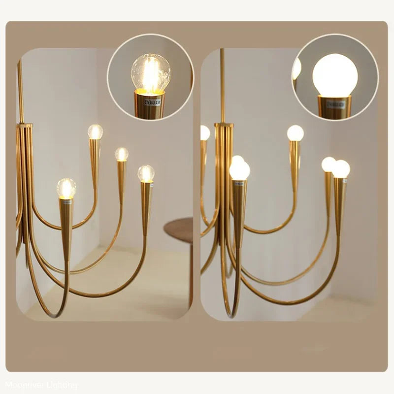 lustre style français doré led pour décoration de luxe - vue 7 sur 14