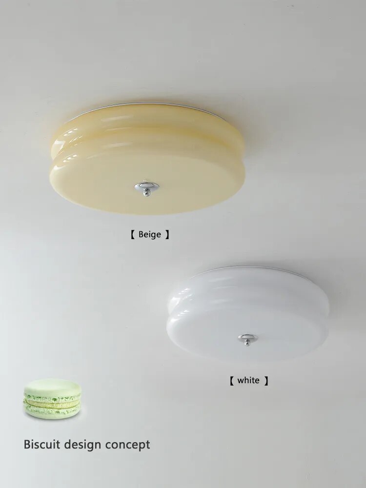 Plafonnier rétro français en verre crème pour chambre à coucher