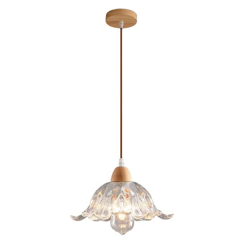 lustre nordique led suspendu moderne en bois et verre