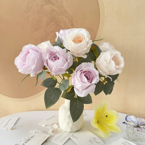 bouquet de roses artificielles en soie pour mariée décoration élégante - vue 4 sur 16