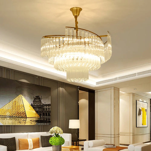 lustre cristal luxueux led intérieur maison - vue 3 sur 13