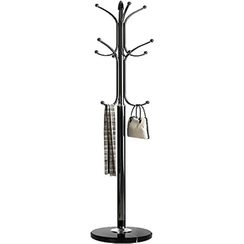 Metal Coat Rack Stand with Natural Marble Base, Free Standing Hall Tree with 12 Hooks for Hanging Scarf, Bag, Jacket - vue 2 sur 7