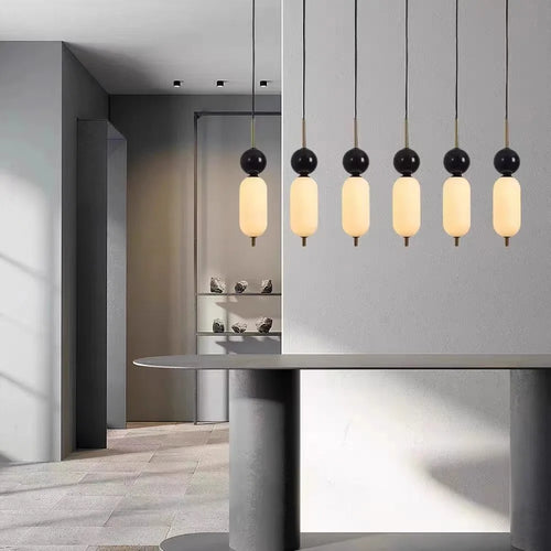 lustre led en boule de marbre naturel en acrylique avec fil réglable