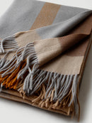 plaid laine jacquard a carreaux franges salon voyage