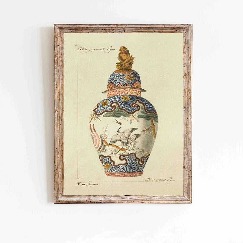 pot en porcelaine chinoiserie vintage décoration murale art mural