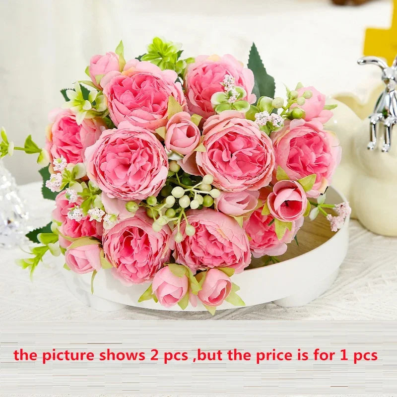 pivoines artificielles en soie pour décoration élégante et raffinée - vue 13 sur 15
