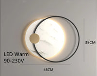 Applique murale LED moderne en métal noir avec marbre