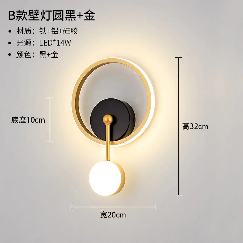 Nordic minimalist LED wall light with circular globe - vue 11 sur 13