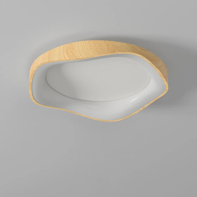 lampe circulaire led moderne grain de bois éclairage intérieur - vue 4 sur 8