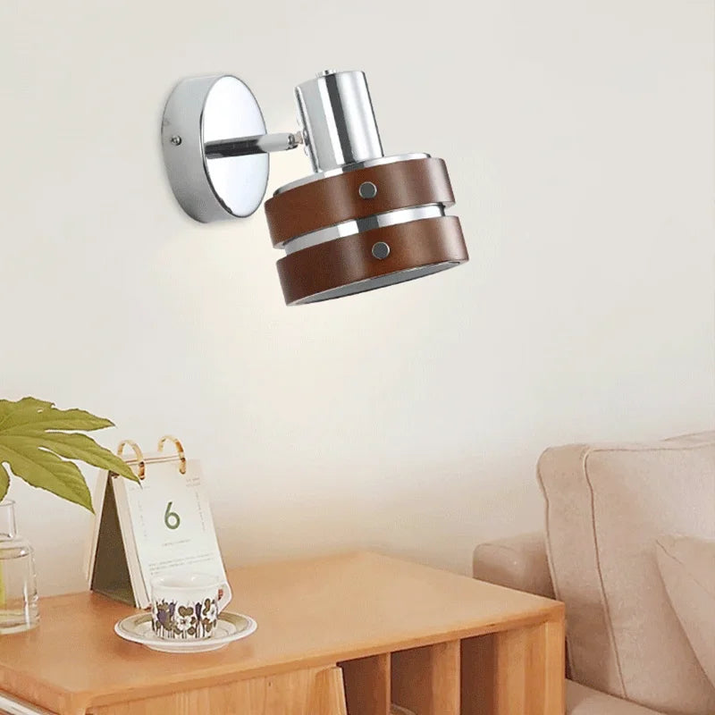 applique murale punk antique en bois massif avec lumières LED rotatives - vue 4 sur 8