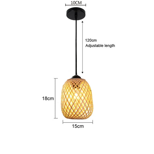 lustre en bambou et rotin tissé style japonais pour décoration - vue 15 sur 15