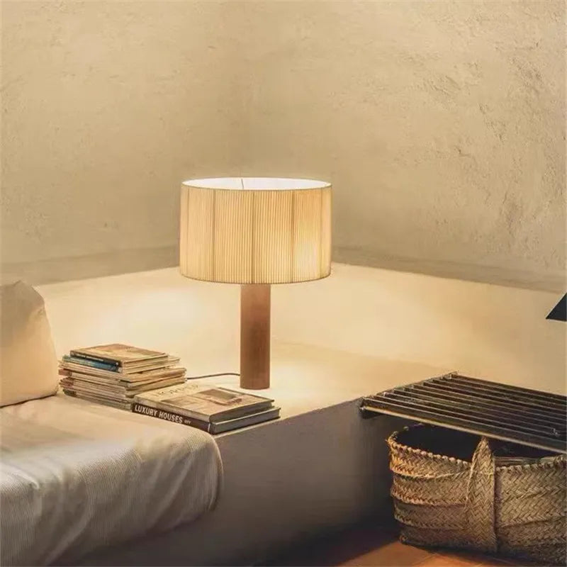 lampe à poser en bois massif style wabi sabi minimaliste décoratif