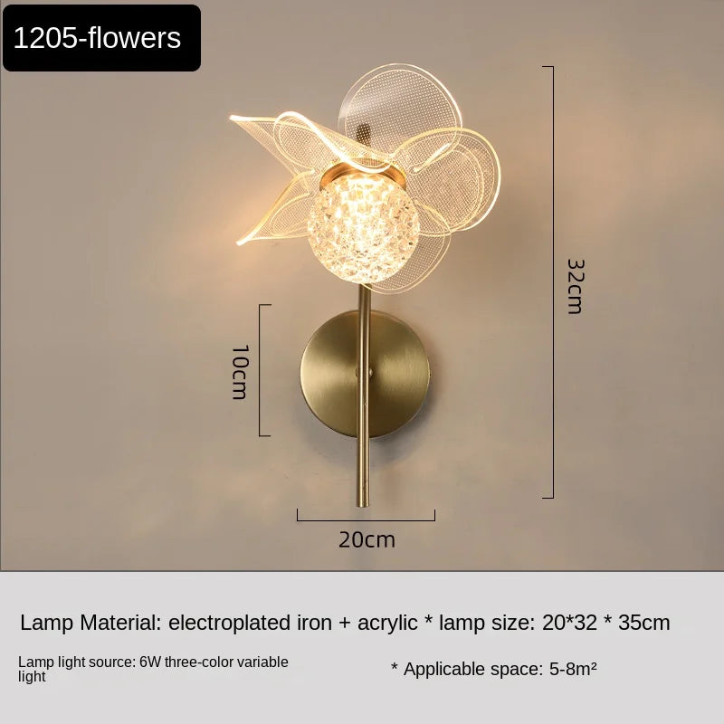 Lampe de applique murale LED en cristal nordique salon chambre fond applique murale couloir allée grenier lampes de chevet maison luminaire moderne - vue 8 sur 10