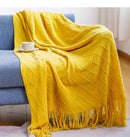 plaid tricoté jacquard à pompons style nordique canapé