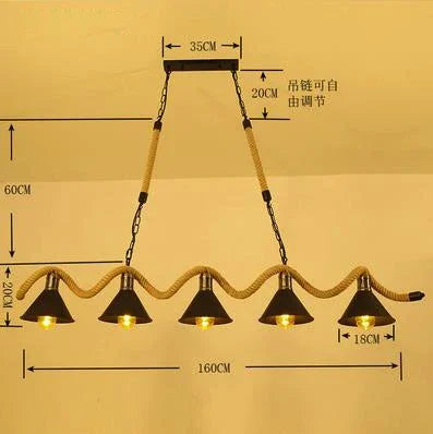 Retro hemp rope pendant light for vintage interiors - vue 8 sur 8
